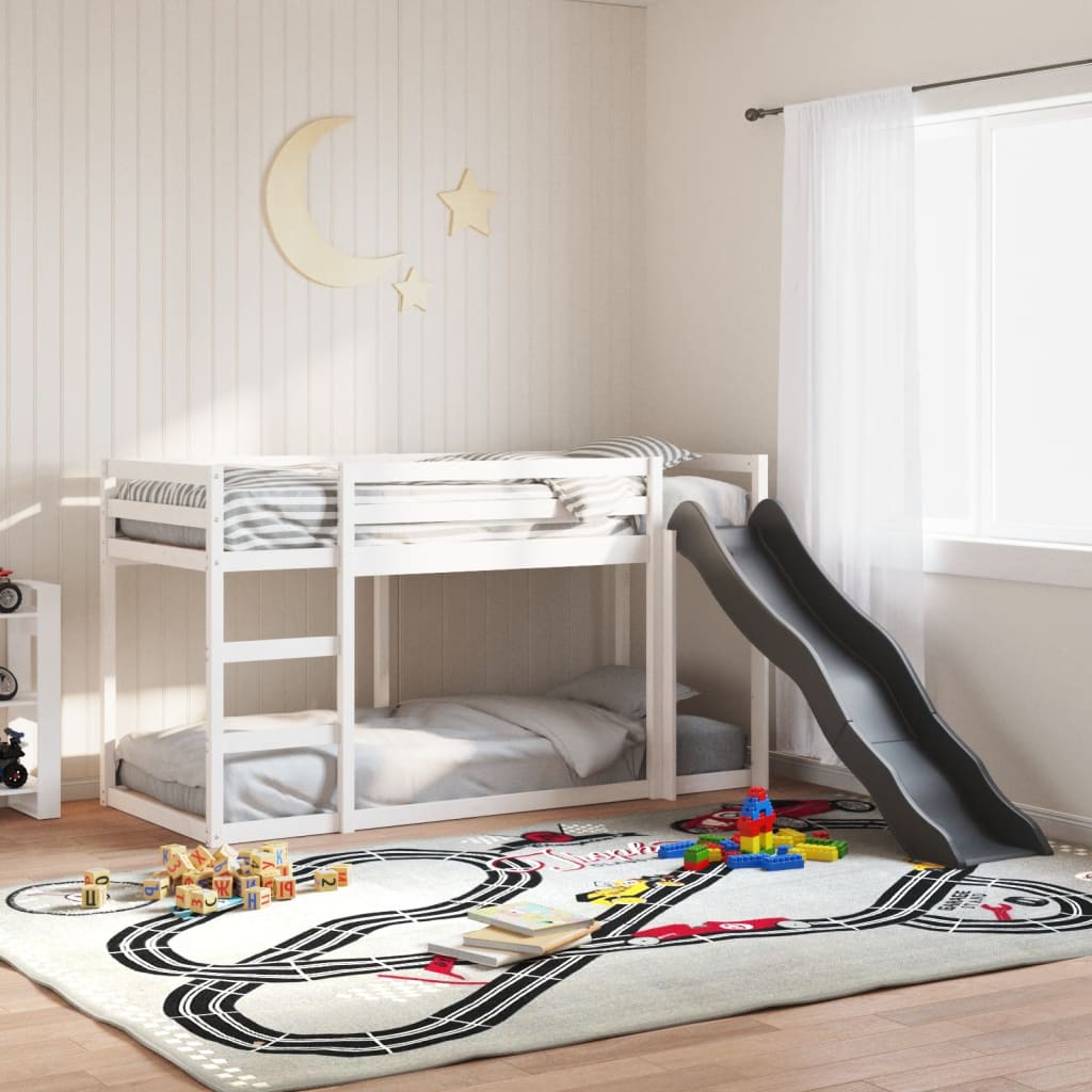 Letto A Castello Scivolo E Scala Legno Massello Pino
