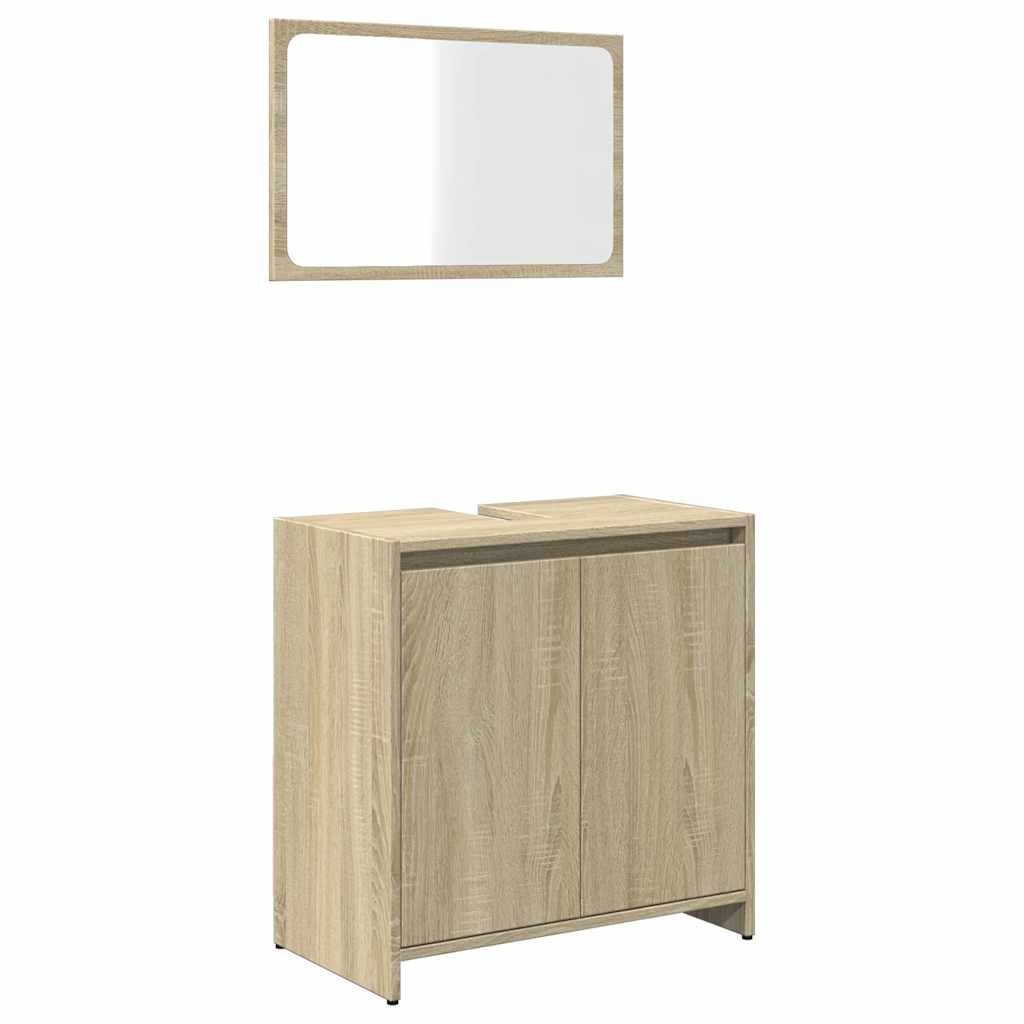 Set Mobili Da Bagno 2 Pz In Legno Multistrato Rovere Sonoma