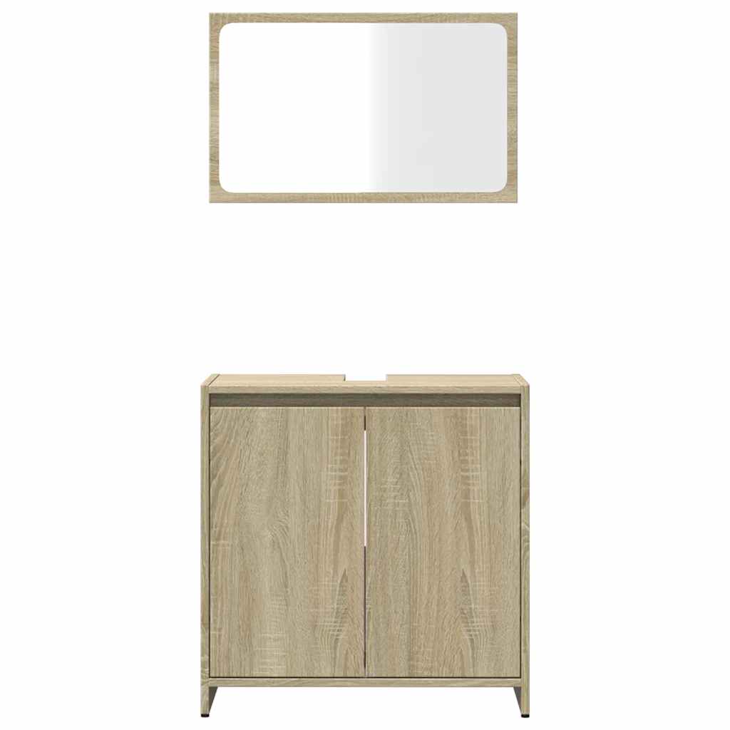 Set Mobili Da Bagno 2 Pz In Legno Multistrato Rovere Sonoma