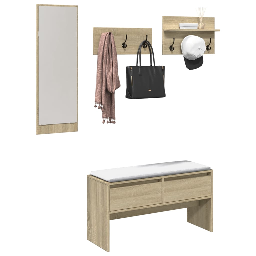 Set Mobili Da Ingresso 4 Pz In Legno Multistrato