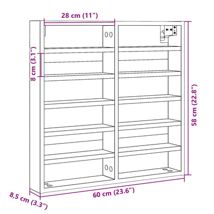 Armadietto Con Vetrina 60X8,5X58 Cm Legno Multistrato Bianco