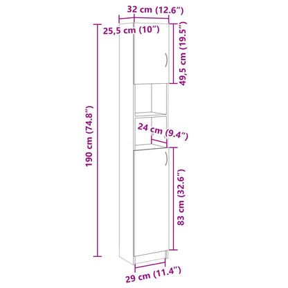 Mobile Da Bagno 32X25,5X190 Cm Legno Ingegnerizzato
