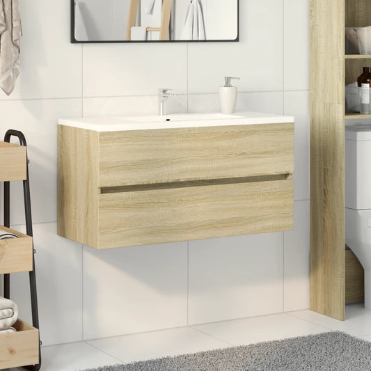 Mobile Lavabo Rovere Sonoma 90X38,5X45 Cm In Legno Multistrato Rovere Sonoma