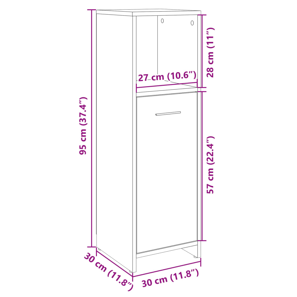 Mobile Da Bagno 30X30X95 Cm In Legno Multistrato