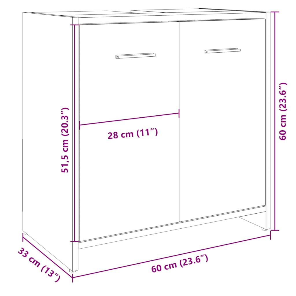 Mobile Lavabo Bagno 60X33X60 Cm Legno Multistrato