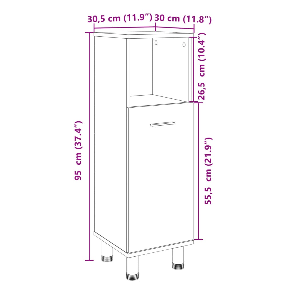 Mobile Da Bagno 30,5X30X95Cm In Truciolato