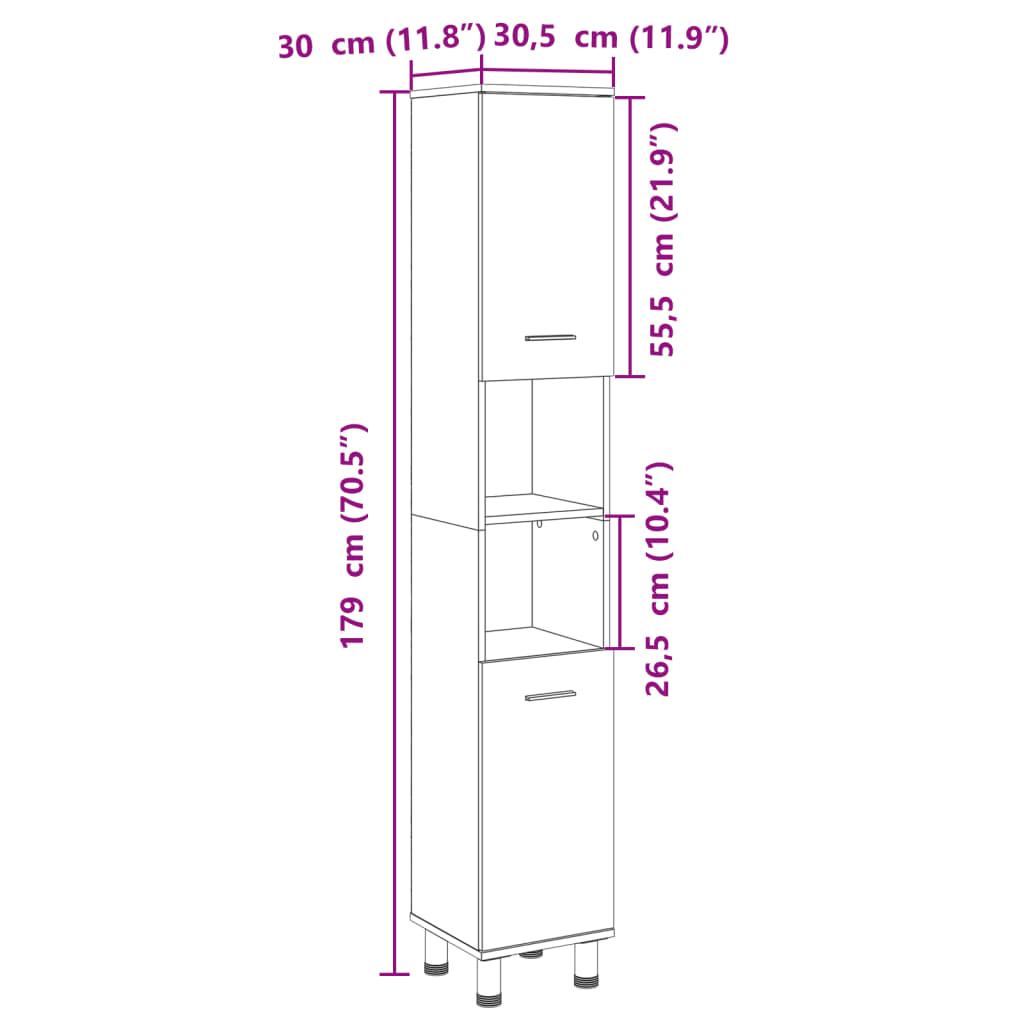 Mobile Da Bagno 30,5X30X179Cm In Truciolato