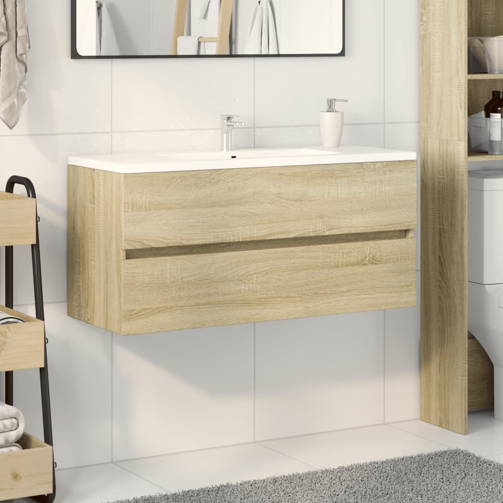 Mobile Lavabo Bagno Rovere Sonoma 100X38,5X45 Cm In Truciolato Rovere Sonoma