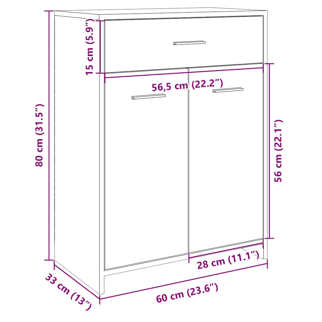 Mobile Da Bagno 60X33X80 Cm In Legno Tecnico