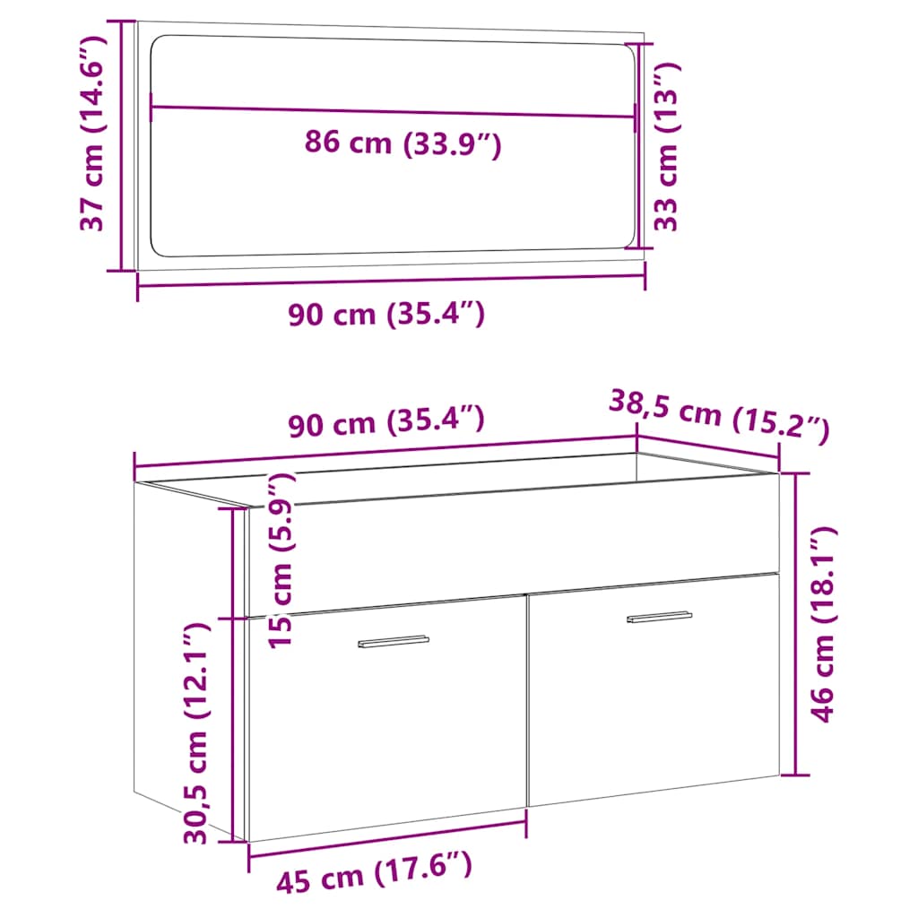 Set Mobili Da Bagno 2 Pz In Legno Multistrato