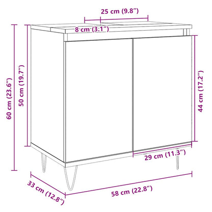 Mobile Da Bagno Rovere Sonoma 58X33X60 Cm In Legno Multistrato