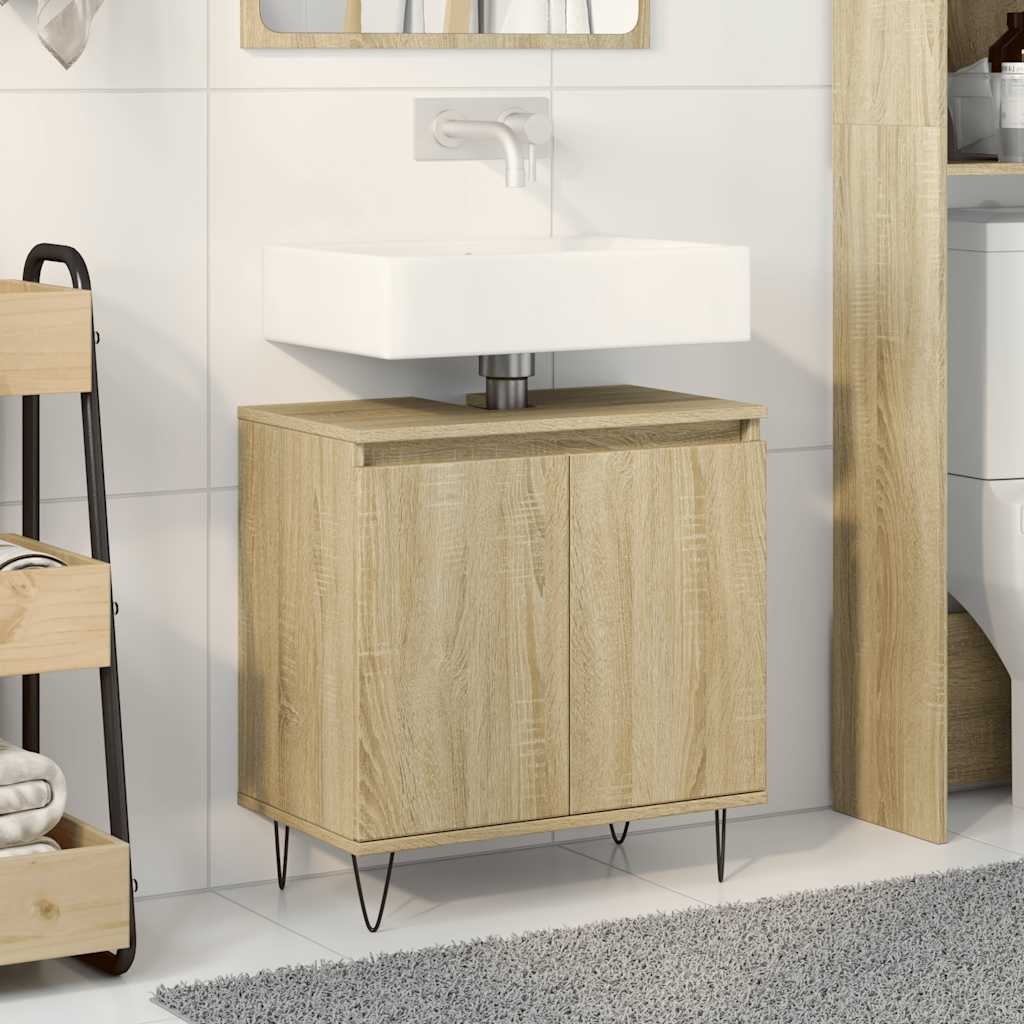 Mobile Da Bagno Rovere Sonoma 58X33X60 Cm In Legno Multistrato