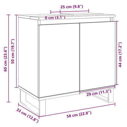 Mobile Da Bagno Rovere Sonoma 58X33X60 Cm In Legno Multistrato