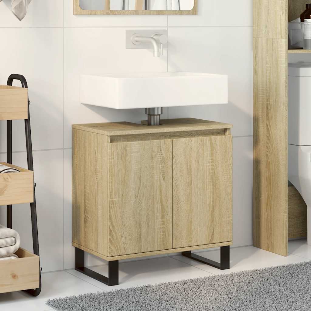 Mobile Da Bagno Rovere Sonoma 58X33X60 Cm In Legno Multistrato