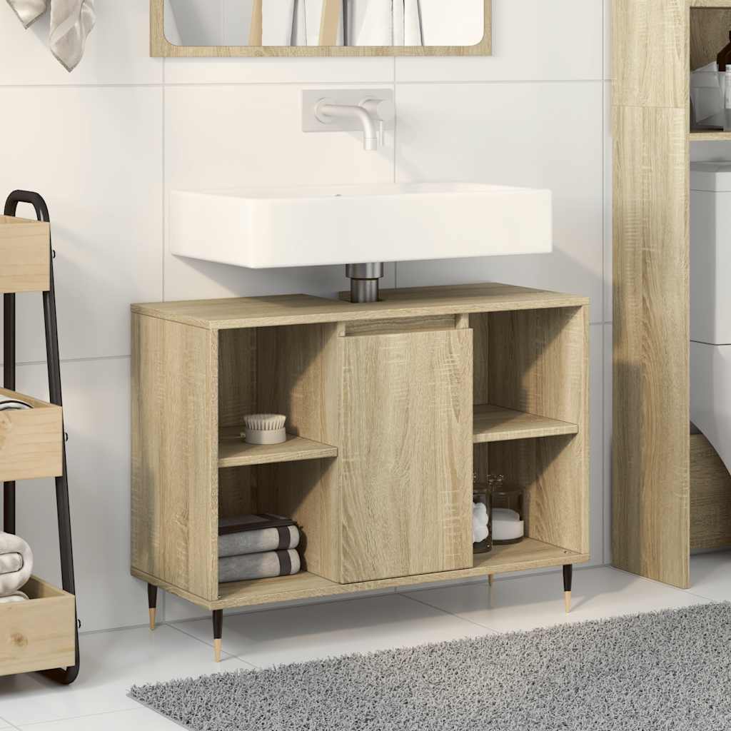 Mobile Da Bagno Rovere Sonoma 80X33X60 Cm In Legno Multistrato