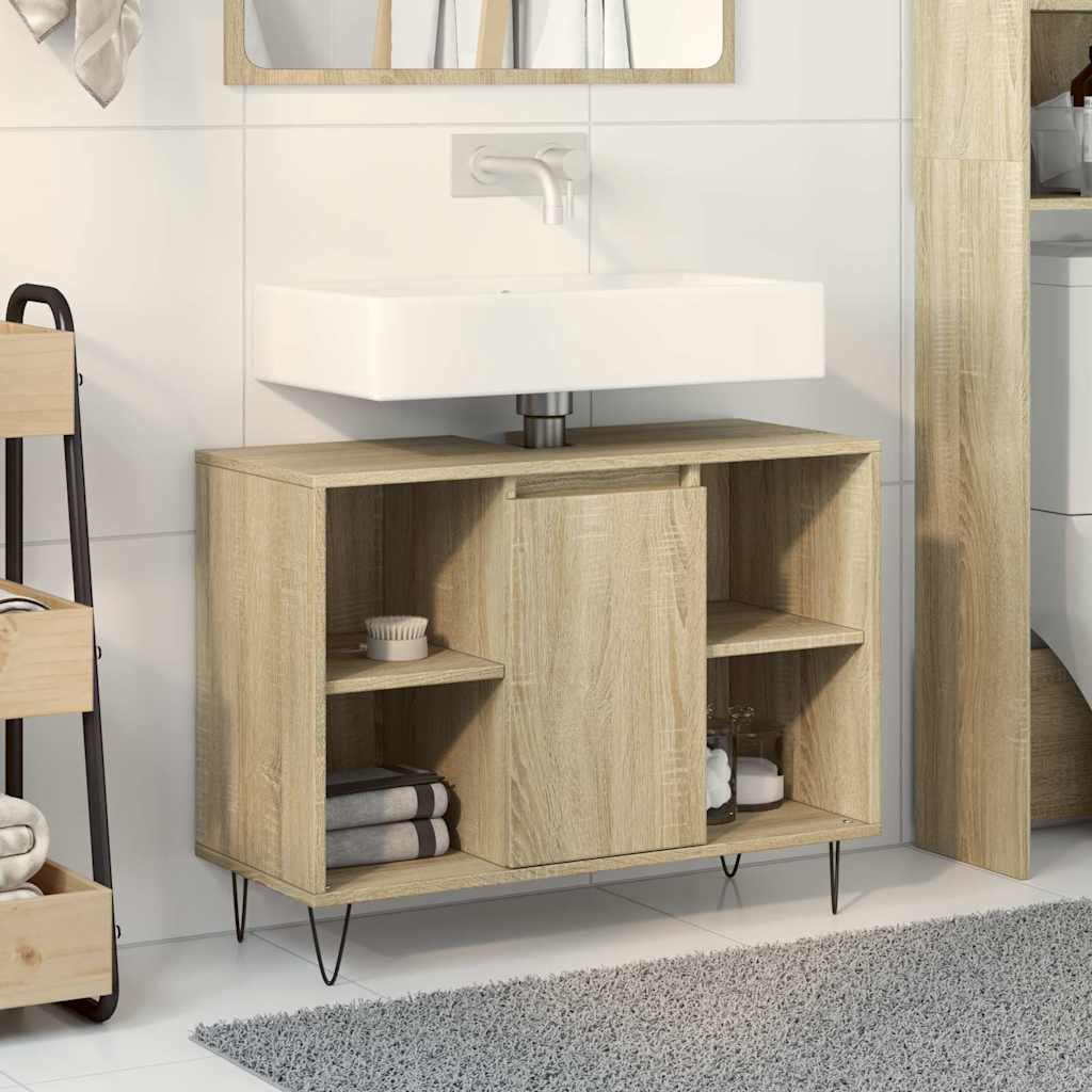 Mobile Da Bagno Rovere Sonoma 80X33X60 Cm In Legno Multistrato