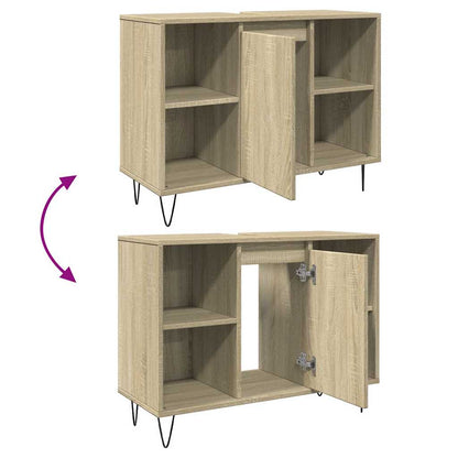 Mobile Da Bagno Rovere Sonoma 80X33X60 Cm In Legno Multistrato