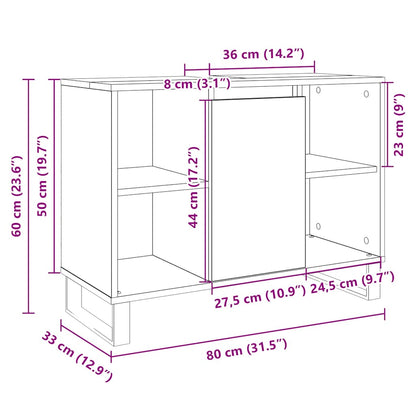 Mobile Da Bagno Rovere Sonoma 80X33X60 Cm In Legno Multistrato