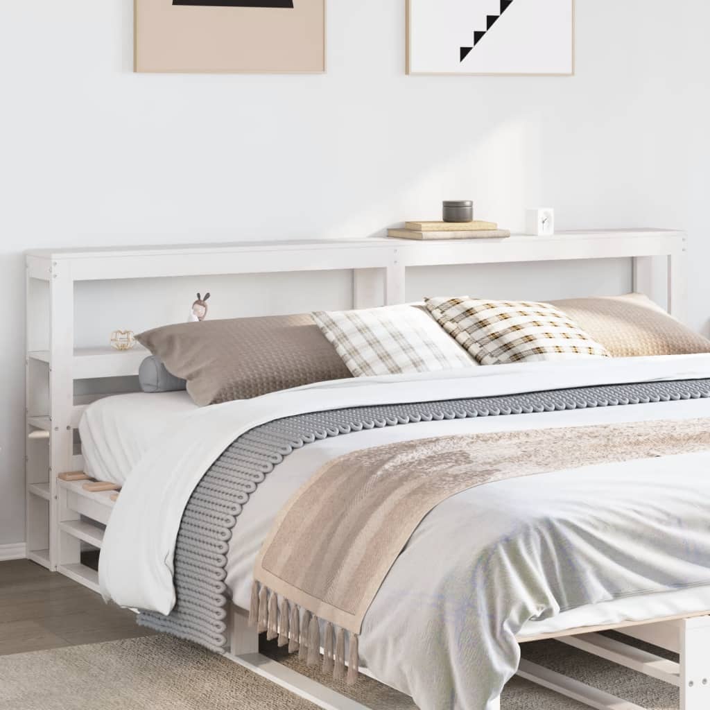 Testiera Con Ripiani Bianca 75 Cm In Legno Massello Di Pino