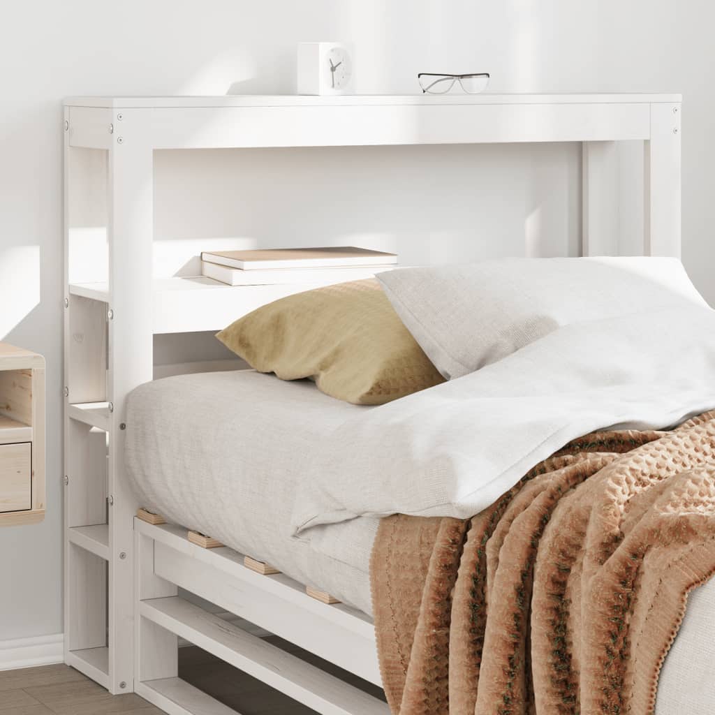 Testiera Con Ripiani Bianca 75 Cm In Legno Massello Di Pino