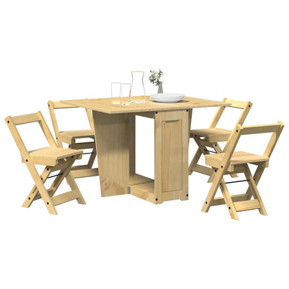 Set Da Pranzo 5 Pz Corona Pieghevole In Legno Di Pino