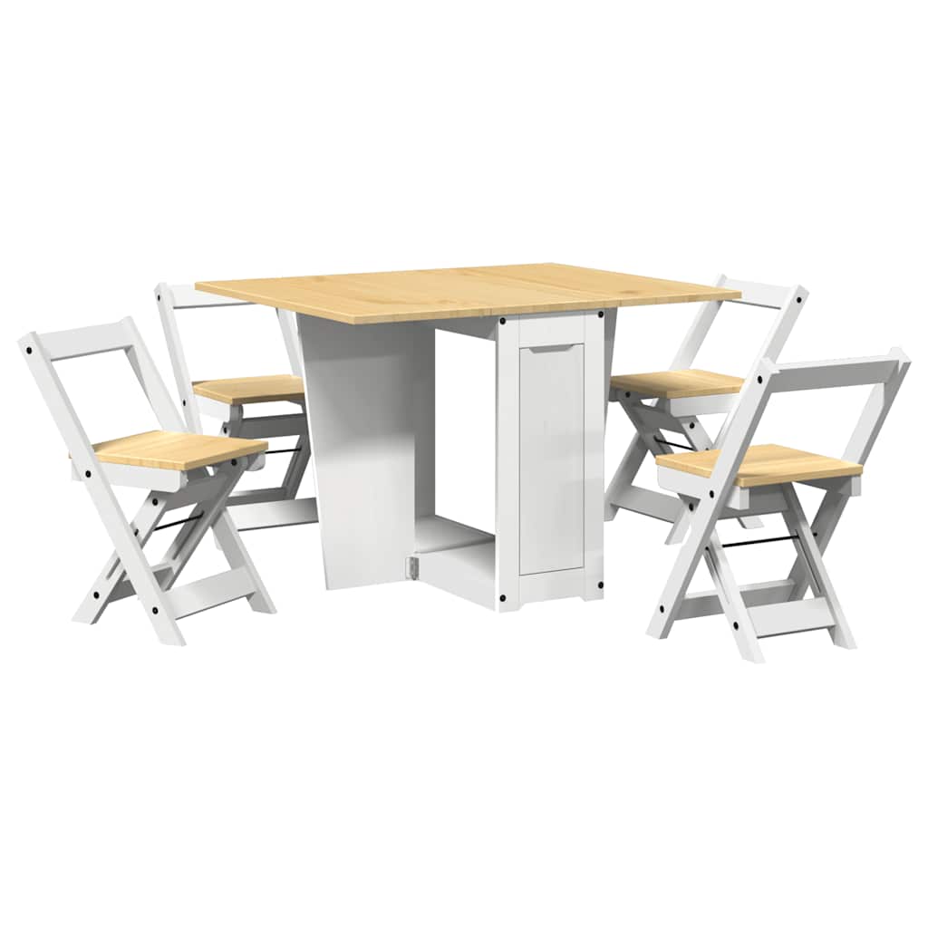 Set Da Pranzo 5 Pz Corona Pieghevole In Legno Di Pino