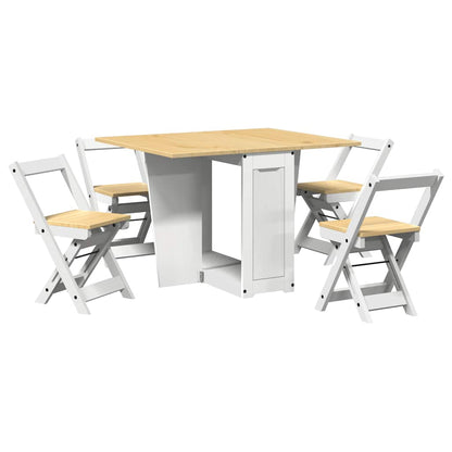 Set Da Pranzo 5 Pz Corona Pieghevole In Legno Di Pino