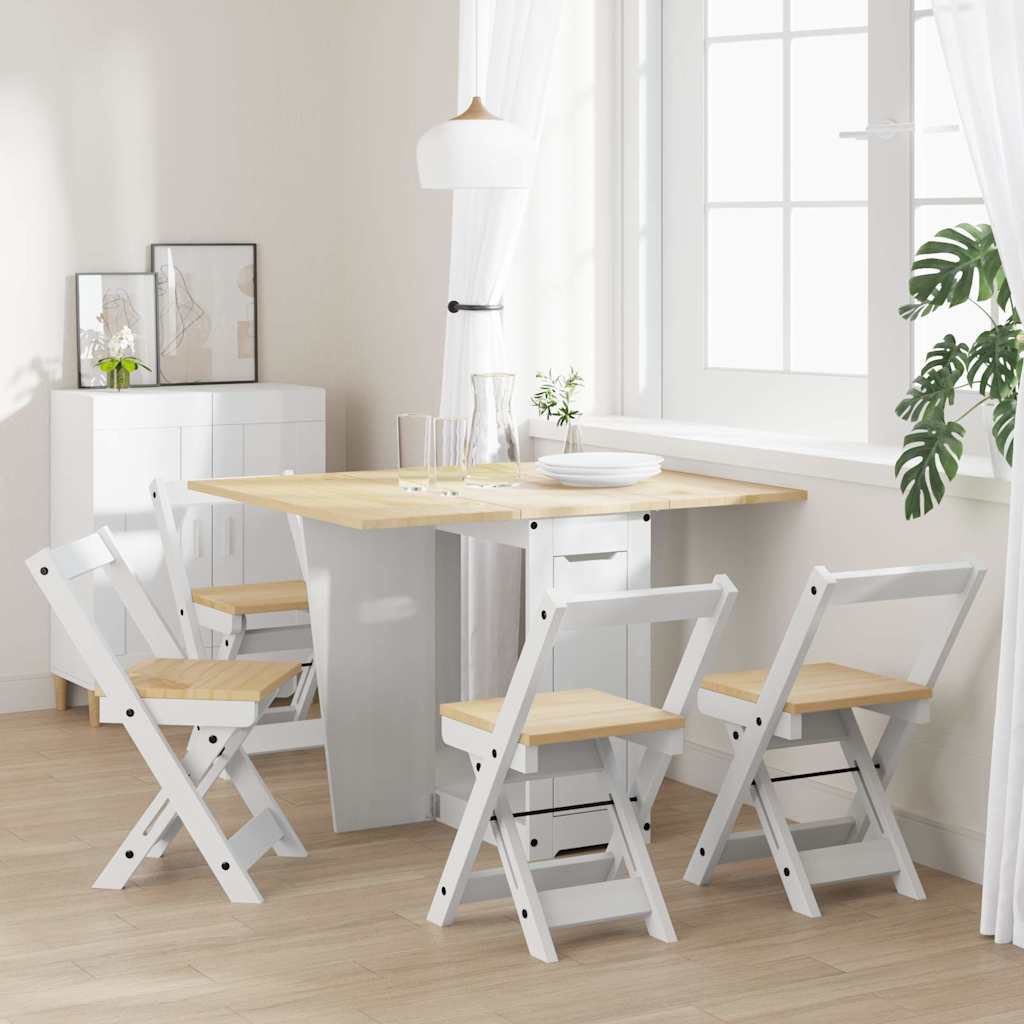 Set Da Pranzo 5 Pz Corona Pieghevole In Legno Di Pino