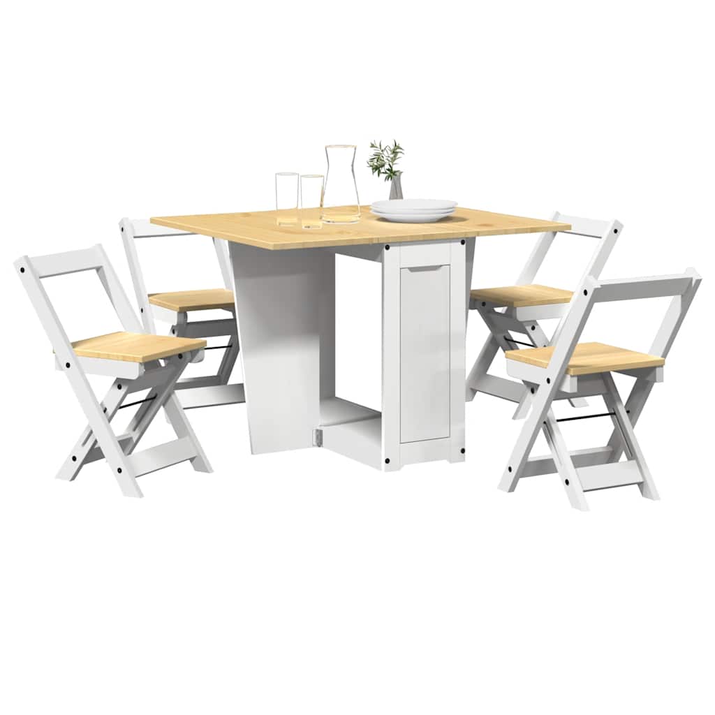 Set Da Pranzo 5 Pz Corona Pieghevole In Legno Di Pino