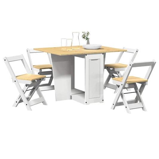 Set Da Pranzo 5 Pz Corona Pieghevole In Legno Di Pino