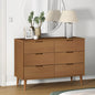 Cassettiera Molde Marrone 113X40X80Cm In Legno Massello Di Pino