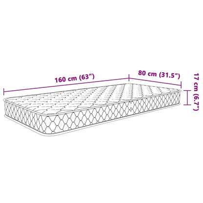 Materasso Viscoelastico Bianco 80X160X17 Cm Morbido