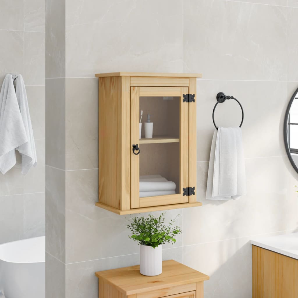 Mobile Bagno A Parete Corona 45X27X64,5Cm Legno Massello Pino