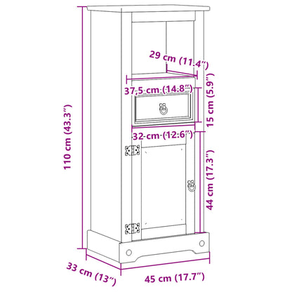Mobile Da Bagno Corona 45X33X110 Cm In Legno Massello Di Pino