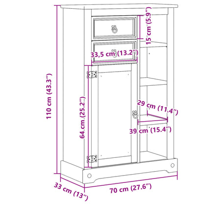 Mobile Da Bagno Corona 70X33X110 Cm In Legno Massello Di Pino