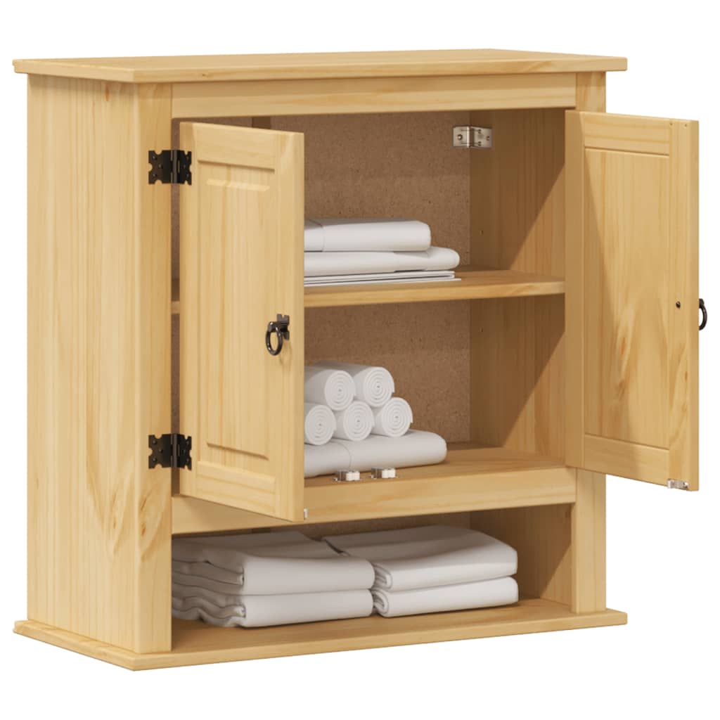 Mobile Bagno A Parete Corona 70X33X71,5Cm Legno Massello Pino