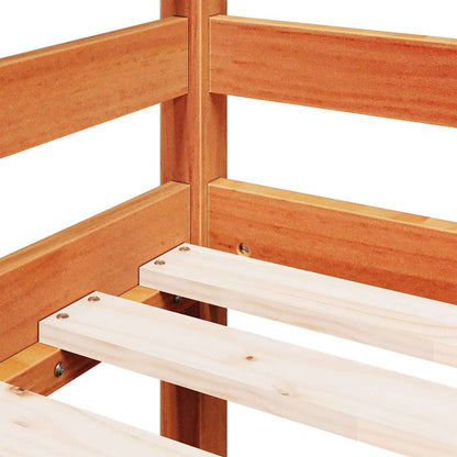 Letto Soppalco Con Scala Bambini Marrone 80X200Cm Massello Pino