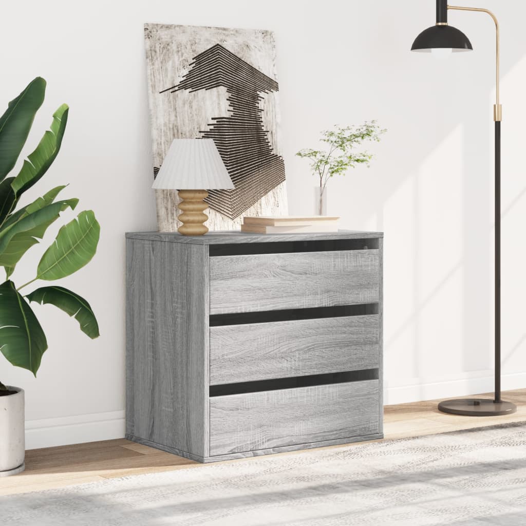 Cassettiera Angolare Grigio Sonoma 60X41X58Cm Legno Multistrato Rovere Fumo