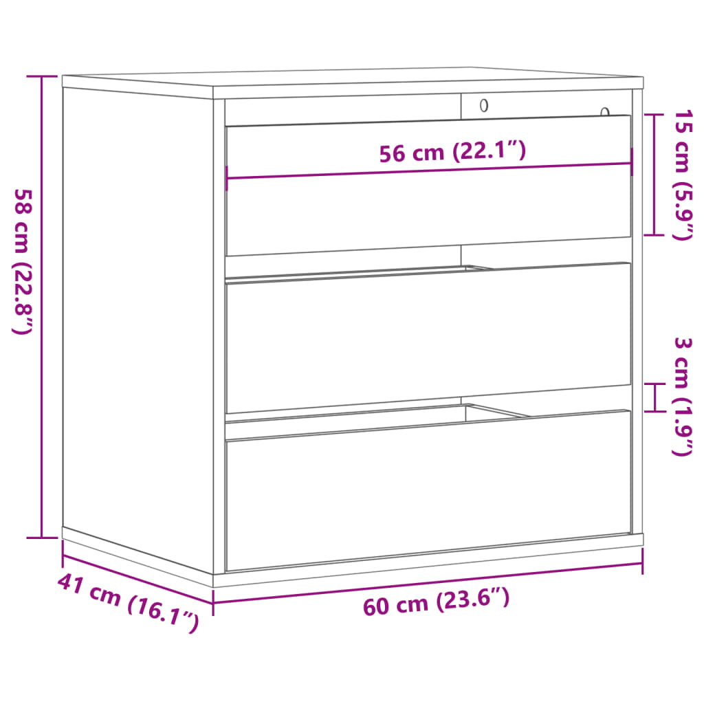 Cassettiera Angolare Grigio Sonoma 60X41X58Cm Legno Multistrato Rovere Fumo