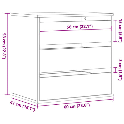 Cassettiera Angolare Grigio Sonoma 60X41X58Cm Legno Multistrato Rovere Fumo