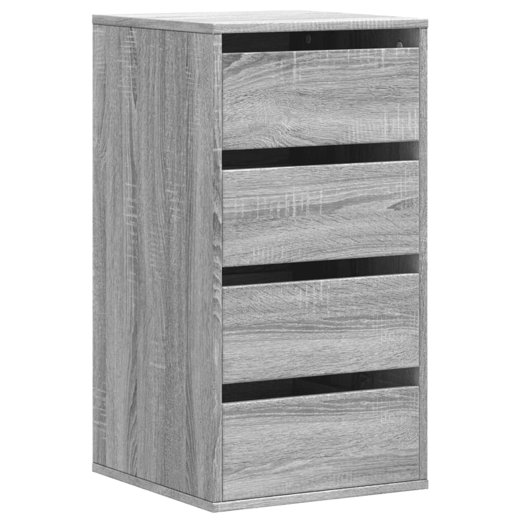 Cassettiera Angolare Grigio Sonoma 40X41X76Cm Legno Multistrato Rovere Fumo
