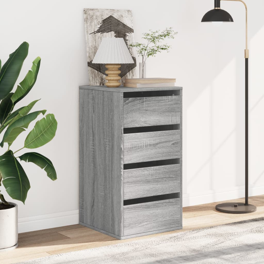Cassettiera Angolare Grigio Sonoma 40X41X76Cm Legno Multistrato Rovere Fumo