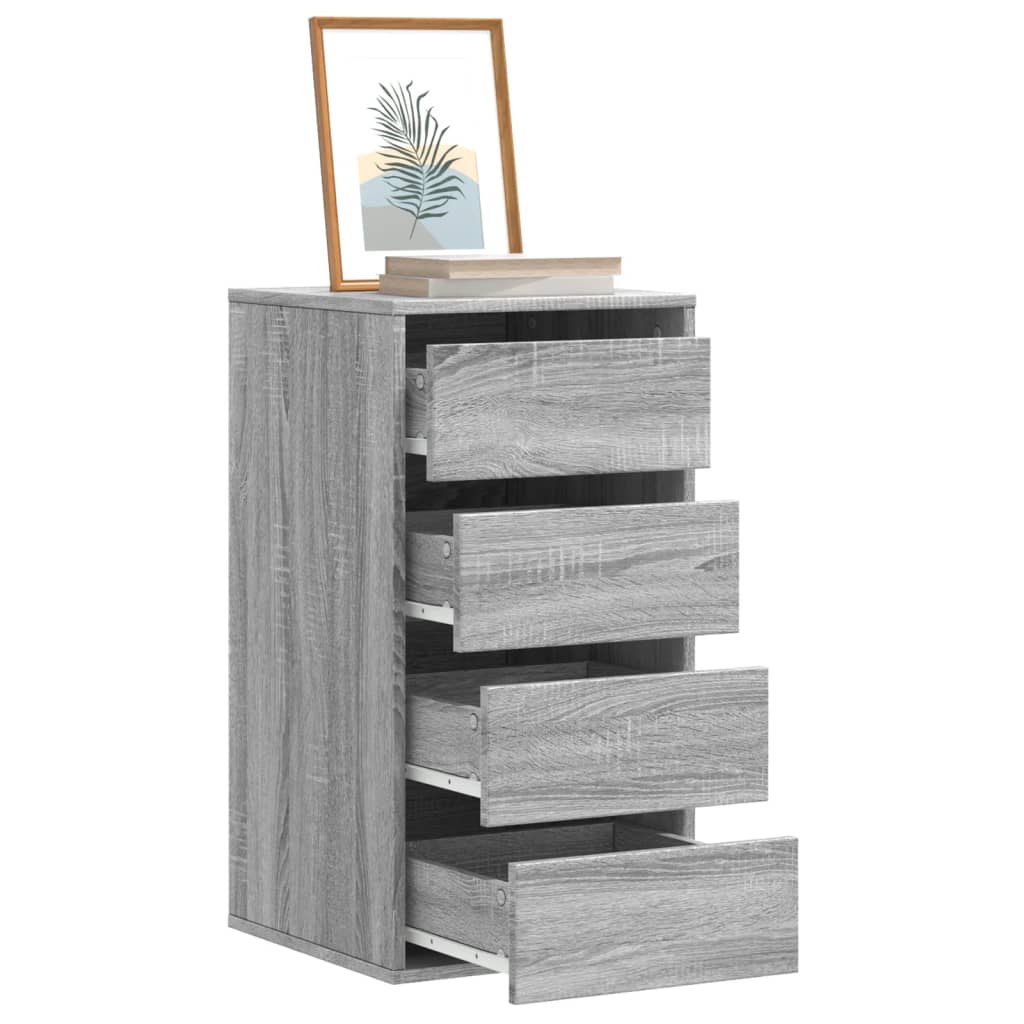 Cassettiera Angolare Grigio Sonoma 40X41X76Cm Legno Multistrato Rovere Fumo