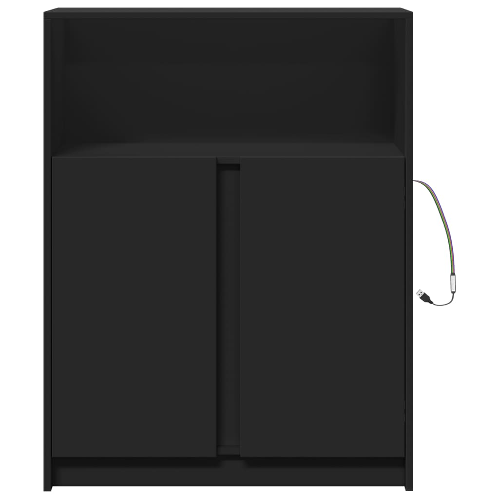 Credenza Con Led Nera 77X34X100 Cm In Legno Multistrato