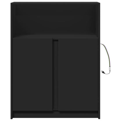 Credenza Con Led Nera 77X34X100 Cm In Legno Multistrato