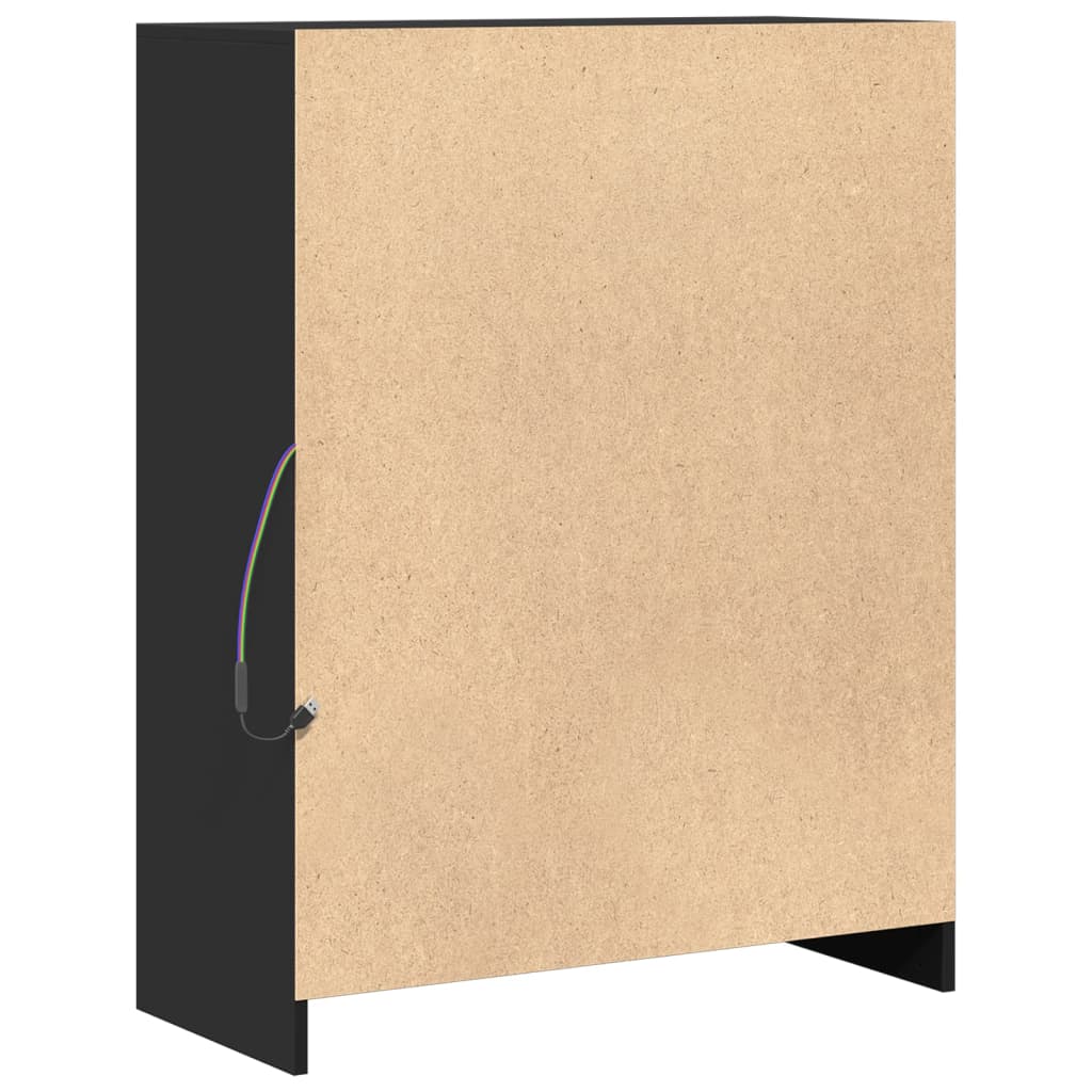Credenza Con Led Nera 77X34X100 Cm In Legno Multistrato