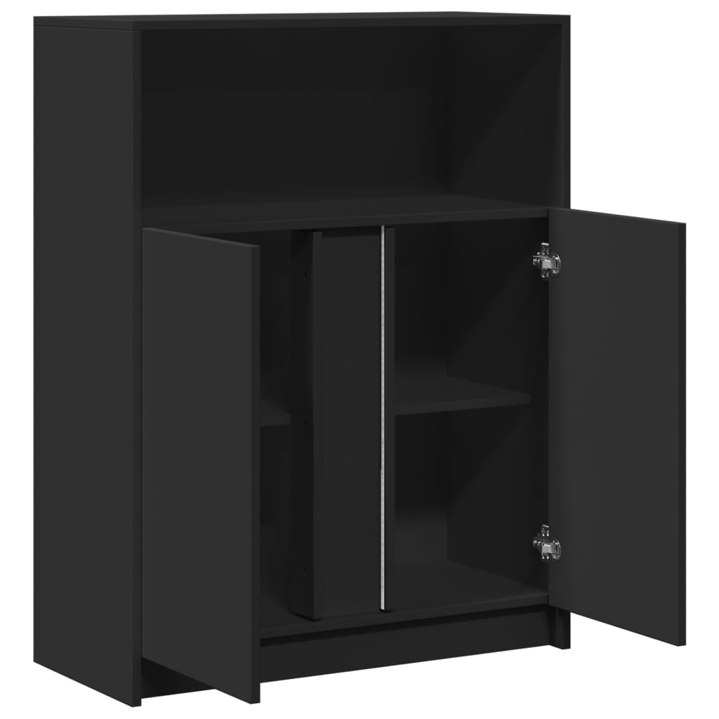 Credenza Con Led Nera 77X34X100 Cm In Legno Multistrato