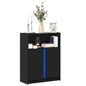 Credenza Con Led Nera 77X34X100 Cm In Legno Multistrato