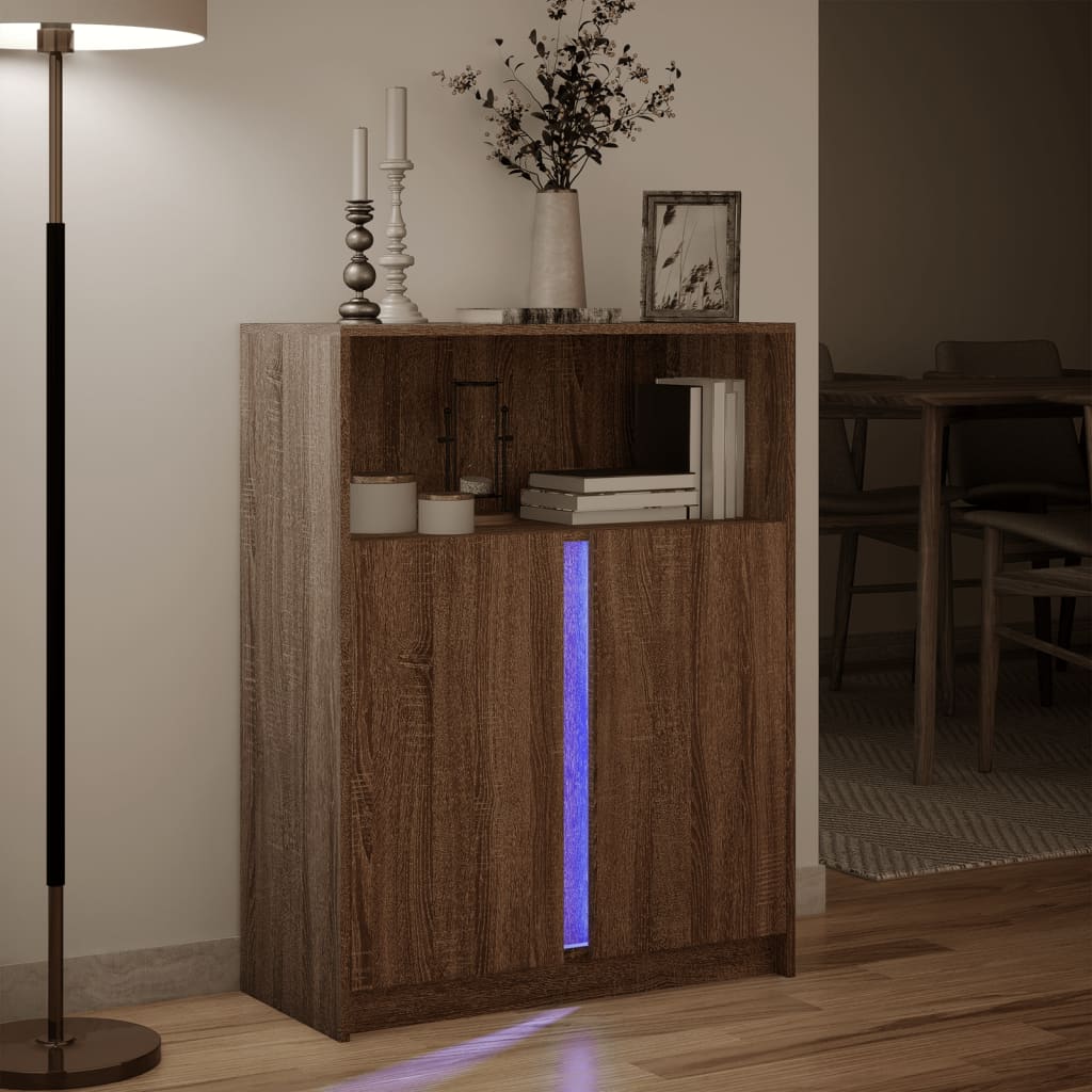 Credenza Con Led Rovere Marrone 77X34X100 Cm Legno Multistrato