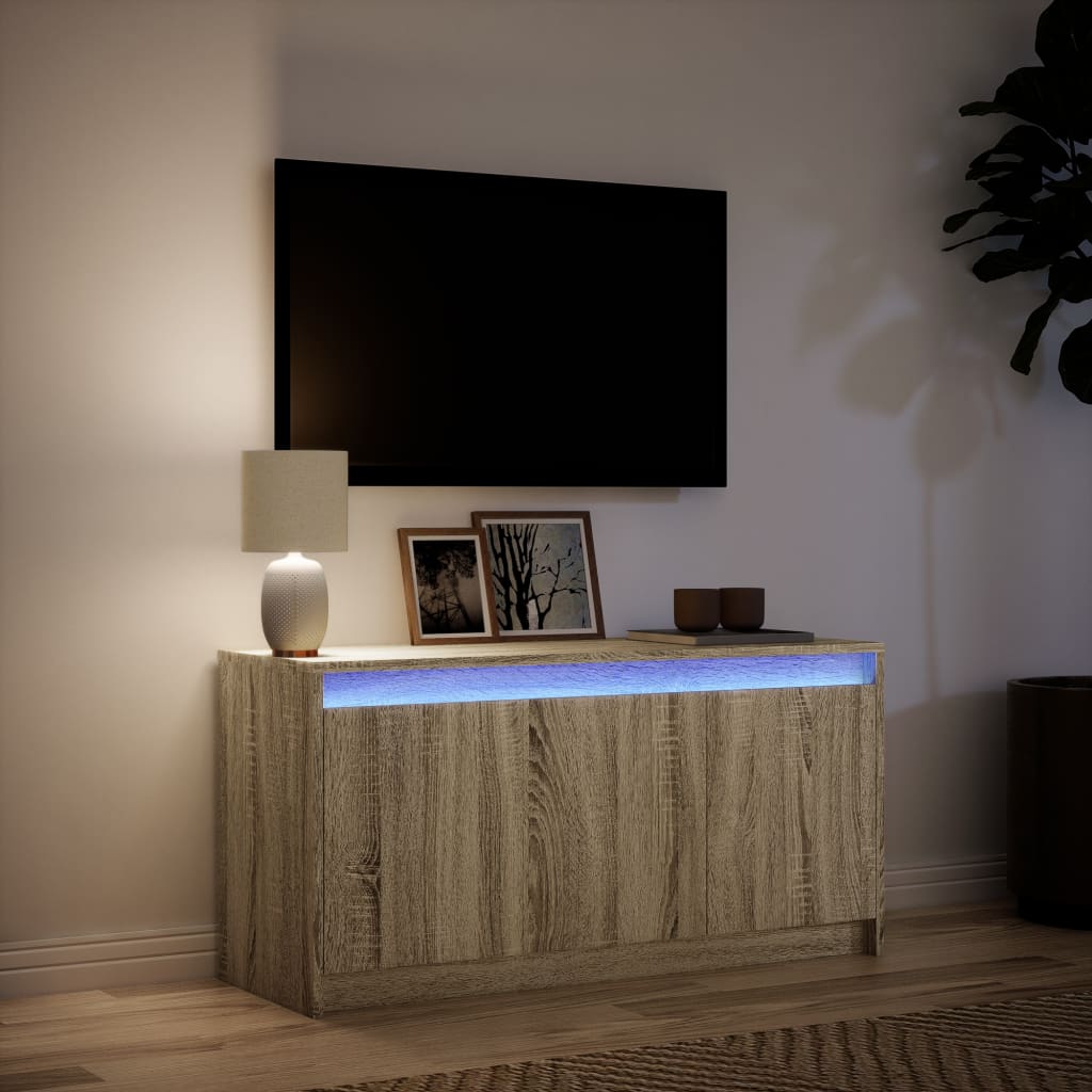 Mobile Porta Tv Con Led 100X34X50Cm In Truciolato